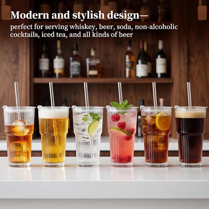 20oz Iced Coffee Cups with Lids and Straws, Smoothies - Image 2