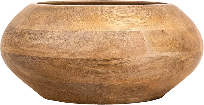 Bloomingville Modern Round Wood Bowl, Natural Finish - Image 2