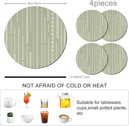 Sage Green Coasters Set of 4 Absorbent Coasters - Image 3