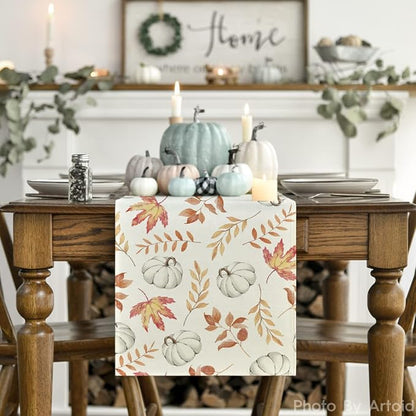 Artoid Mode 210 GSM Fall Table Runner 13x72 Inch Home Party Decor | Orange - Image 2