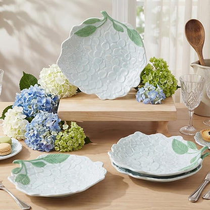 Jinei 8 Inch Hydrangea Ceramic Plates Set of 4, Decorative Dishes - Image 3