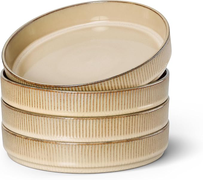 E-far Pasta Bowls Set of 4, 35oz Large Salad Bowl Plate by E-far