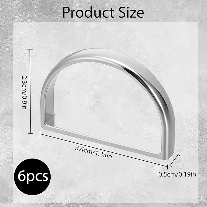 6 Pcs Metal Napkin Ring Modern Serviette Buckles Semicircle Metal Silver - Image 2
