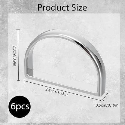 6 Pcs Metal Napkin Ring Modern Serviette Buckles Semicircle Metal Silver - Image 2