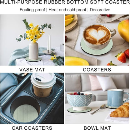 Sage Green Thin Lines Coasters Set of 4, Absorbent Coasters - Image 6