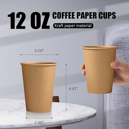 Clawsoff 180 Pack 12 oz Coffee Cups Brown Kraft Disposable Hot Paper Cups | - Image 2