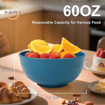 Large Cereal Bowls Set of 6, Unbreakable Wheat Straw Bowls 60oz, Microwavable - Image 2