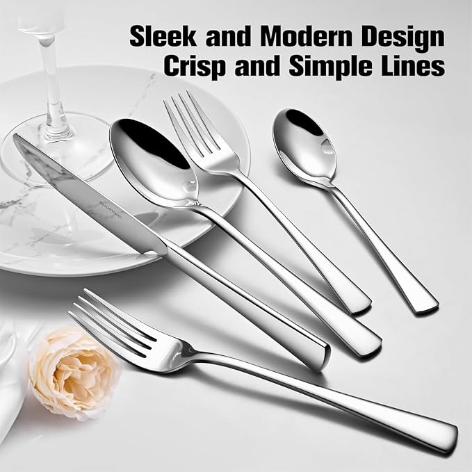 18/10 Flatware set for 12, 60 Piece Stainless Steel Silverware Cutlery Set | - Image 5