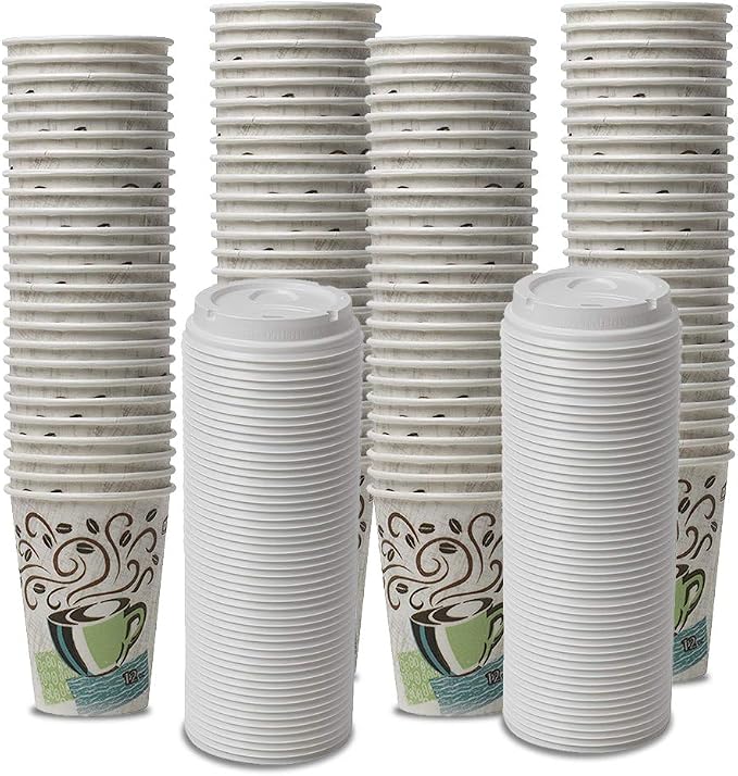 Dixie PerfecTouch WiseSize Coffee Design Insulated Paper Cup, 12oz Cups and by Unknown