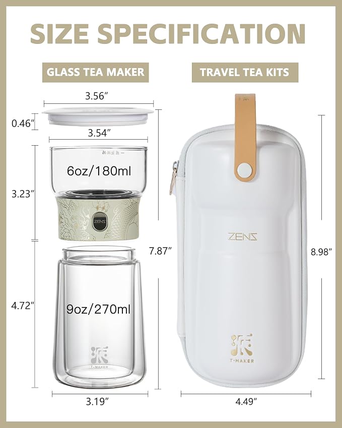 ZENS Glass Tea Infuser Pot, Modern One Touch Tea Maker - Image 5