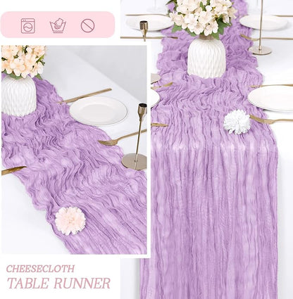 6 Pack Lavender Cheesecloth Table Runner 17x108 Inch Semi Sheer Boho Gauze - Image 6