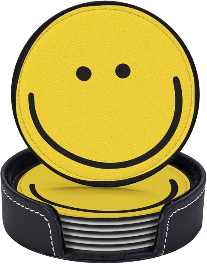 Smiley Face Coasters Set 6 Happy Face Coaster | by Yomko