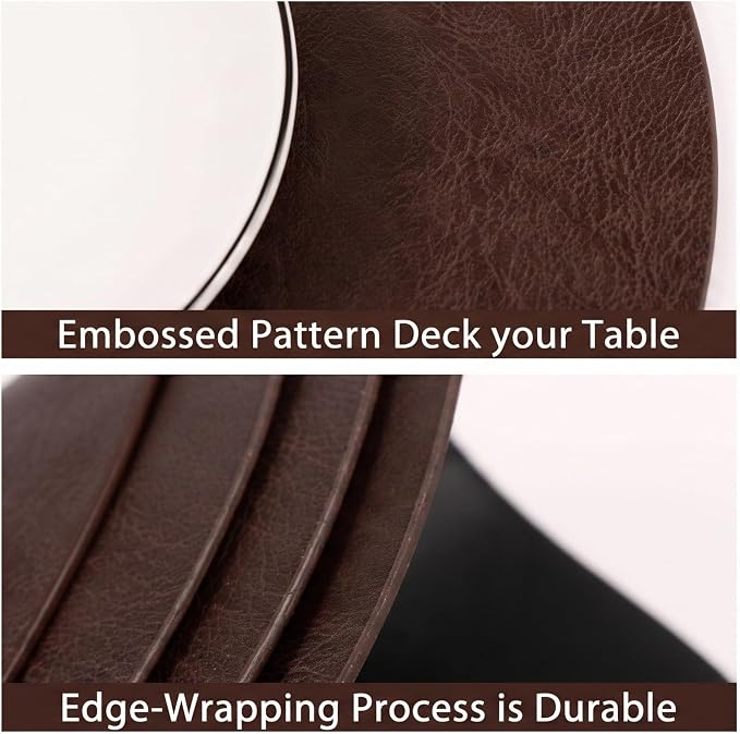 Jovono Premium Faux Leather Round Placemats Set of 6 - Image 7