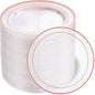 bUCLA 100PCS Clear Rose Gold Plastic Plates Disposable by BUCLA