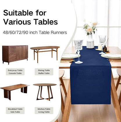 Farmhouse Navy Blue Table Runner Dining Table Runners 72 Inches Long Coffee - Image 5