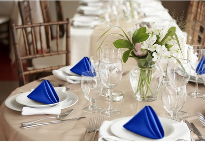 P Pothuiny 12 Pcs Royal Blue Satin Napkins 17 x 17 in, Satin Cloth Napkins | - Image 7