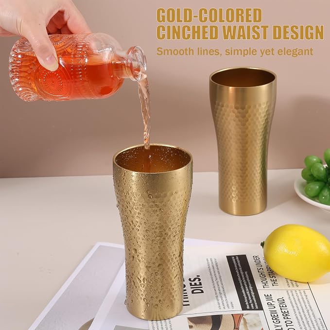 Textured Stainless Steel Cups 14 oz, 2 Pack Stackable Double Wall Insulated - Image 5