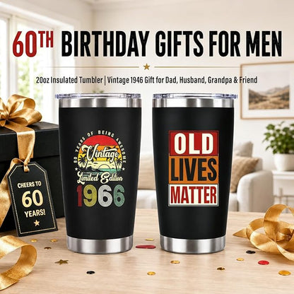 60th Birthday Gifts for Men – 20oz Insulated Tumbler | 1966 Birthday Gifts for - Image 8