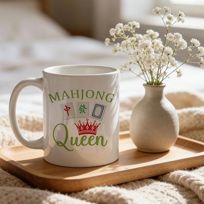 TRENSTIS Mahjong Gifts for Women Ceramic Coffee Mug 11 oz mkb | Mahjong Queen - Image 4