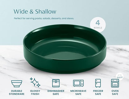 KooK Ceramic Large Pasta Bowls, Microwave and Dishwasher Safe, Shallow Serving - Image 6