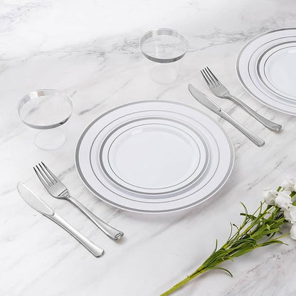 600 Plastic Piece Disposable Silver Plates - Image 2