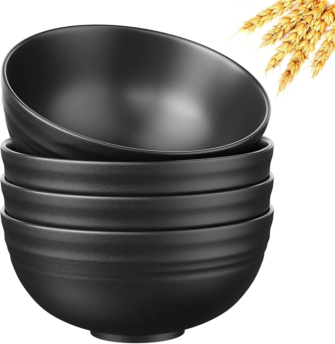 Quatish 4 PCS Unbreakable Cereal Bowls, Dishwasher & Microwave Safe Wheat Straw by Quatish