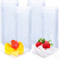 300 Pcs Mini Clear Dessert Plate Small Square Plastic Appetizer Plate with 300 Tasting Spoon Disposable 1 oz 2.4x2.4 Inch Party BBQ Wedding Picnic Party Travel Events Microwavable(Classical)