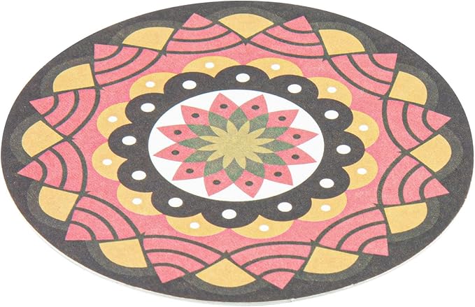 Restaurantware Paper Bar Coasters 480 Count 3.5 Inch Super Absorbent Beverage Coasters Pulpboard Assorted Design Drinkware Coasters Durable Paper Round Assorted