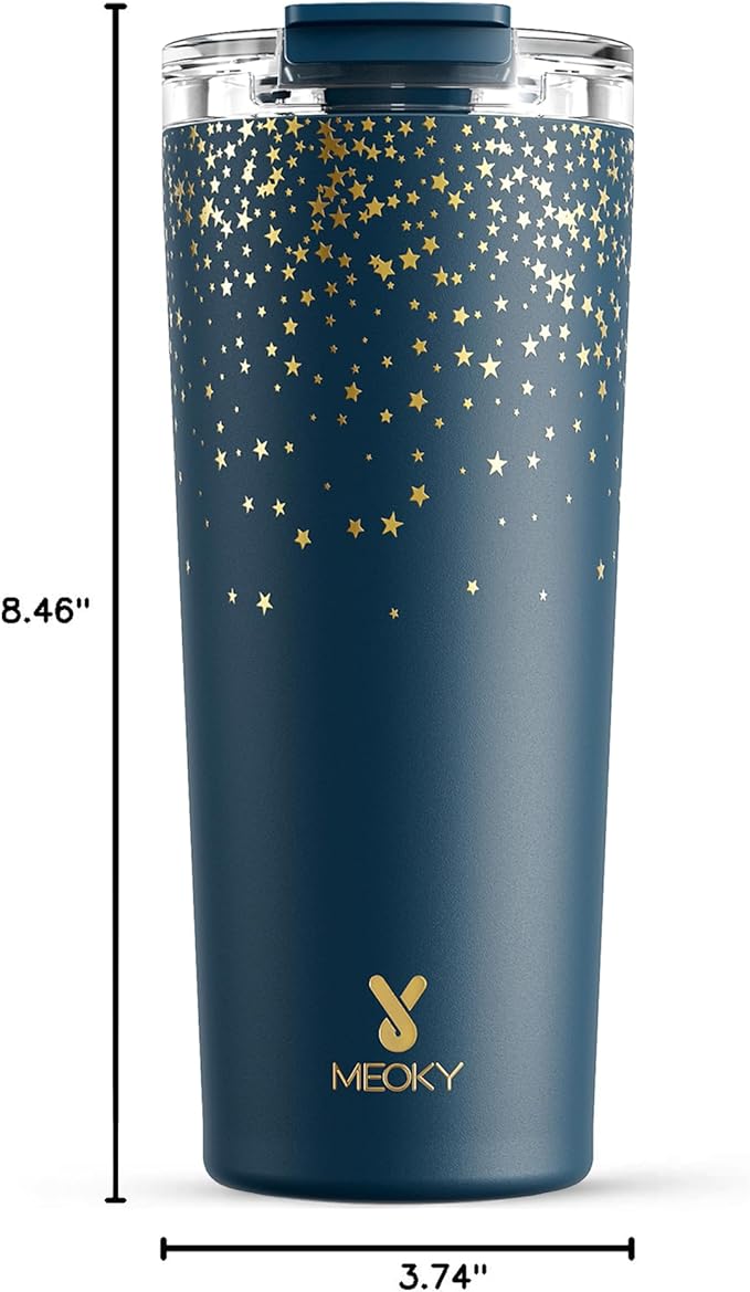 Meoky 24 oz Insulated Travel Coffee Mug: Leak Proof Lid, Midnight Galaxy | - Image 3