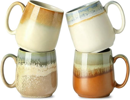 HASENSE Ceramic Coffee Mugs Set of 4, 16 oz Large Reactive Glaze Mugs | by Hasense