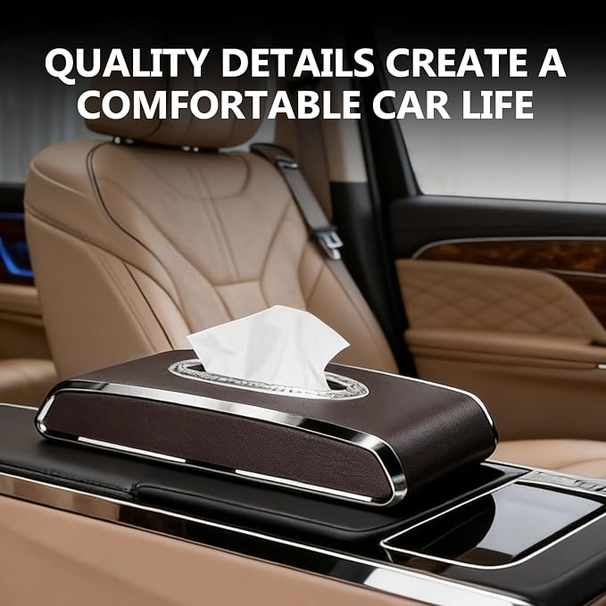 Faux Leather Car Tissue Holder for Interior, Armrest & Back Seat Tissue - Image 2