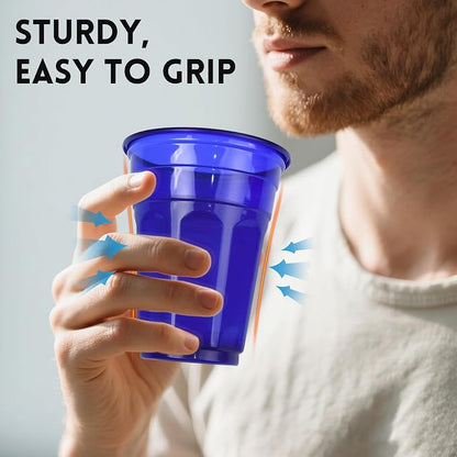 EcoDispose 100 Pack 16oz Colorful Reusable Plastic Cups | Stackable Spill Proof - Image 4
