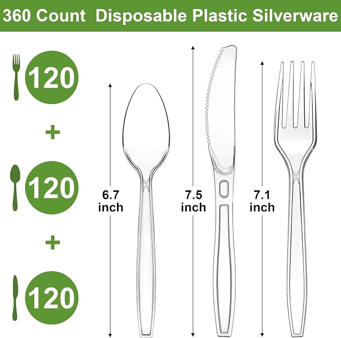 Pleafind 360 Count Plastic Silverware - Image 2