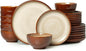 24 Piece Dinnerware Sets for 8, Modern Stoneware Plates and Bowls Sets by Pokini