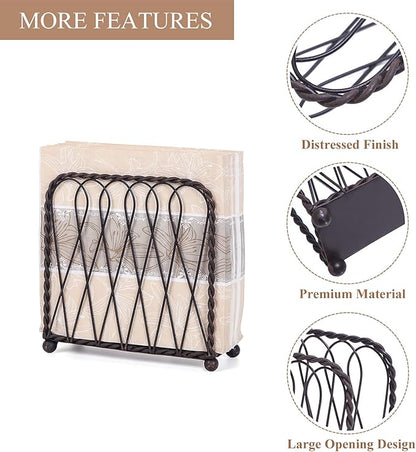 NIKKY HOME Vintage Intertwined Metal Napkin Holder Decorative Upright Tissue Dispenser - Black