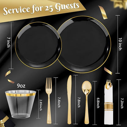 KIRE 175Pcs Black Plates Disposable - Image 7