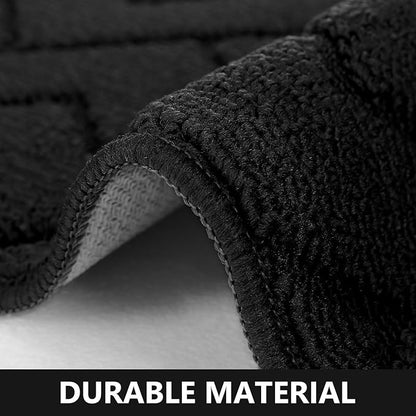 hicorfe Kitchen Rugs and Mats Sets,Non-Slip 2 Pieces Absorbent 100% Polypropylene Rug,Comfort Kitchen Runner Mat,Washable for Kitchen,Sink,Laundry(20" x 48" Plus 20" x 59",Black)