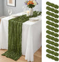 12 Pcs Olive Green Cheesecloth Table Runner 10Ft, Gauze Table Runners 21.5 x by Yemosa