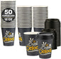 Disposable Coffee Cups with Lids, To Go Paper Hot Cups, Coffee O'Clock Design by SMYGOODS