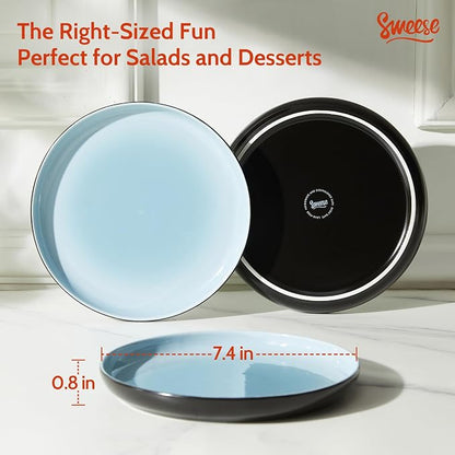 Sweese Porcelain Dessert Plates, 7.4 Inch Lightweight Round Salad Plates Set of - Image 2