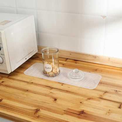 Silicone Dish Drying Mat for Multiple Usage,Easy clean,Eco-friendly,Heat-resistant Silicone Mat for Kitchen Counter,Sink,Bar,Bottle,or Cup Translucent M 17 inches x 6 inches