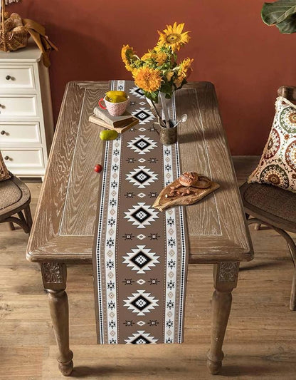Southwest Aztec Table Runners 120 Inches Long, Cotton Linen Fabric Table Runner - Image 4