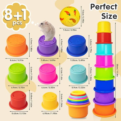 8 Pcs Colorful Stacking Cups and a Ball - Image 2