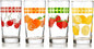 Libbey Vintage Juice Drinking Glasses Set of 4, Retro Fruit Design Glass Cups by Libbey