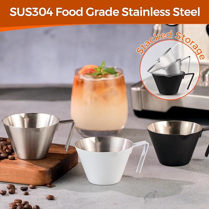 YARRAMATE 4 Pack Stainless Steel Espresso Shot Cup, 3.4oz | Heat Insulated Grip - Image 5