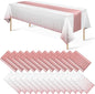 MASHAN 24 Pack White and Rose Gold Tablecloth Set by MASHAN
