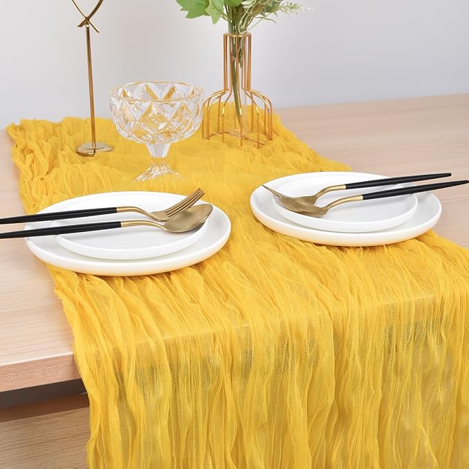 Yellow Cheesecloth Table Runner Cheese Cloth Wedding Birthday Party Decor | - Image 3