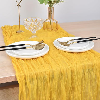 Yellow Cheesecloth Table Runner Cheese Cloth Wedding Birthday Party Decor | - Image 3