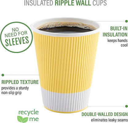 Restaurantware 8 Ounce Double Wall Disposable Coffee Cups, 500 Insulated Light - Image 4