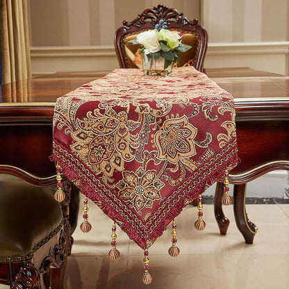 Luxury Vintage Table Runners 108 inches Long Embroidery Jacquard Fabric - Image 8
